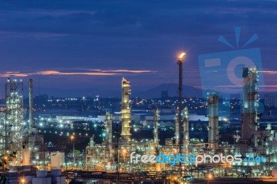 Oil Refinery Plant Of Petroleum Or Petrochemical Industry Produc… Stock Photo