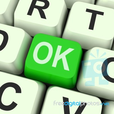 Ok Key Means Correct Or Approval Stock Image