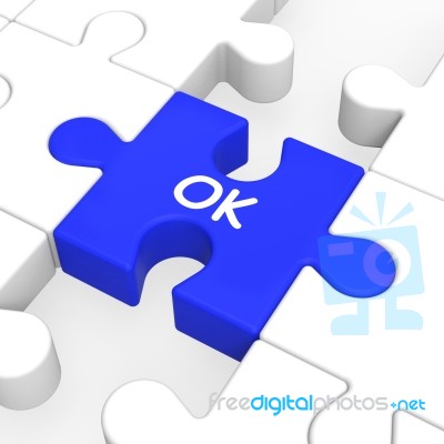 Ok Puzzle Shows Approved Correct Okay Or Passed Stock Image