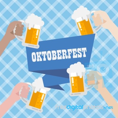 Oktoberfest With Blue Background Pattern Stock Image