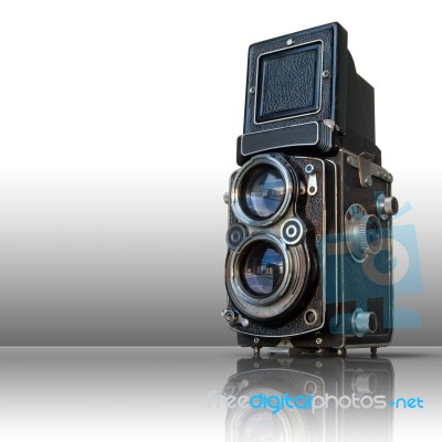 Old Black Twin Lens Camera Stock Photo