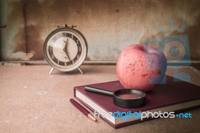 Old Books On The Table Stock Photo