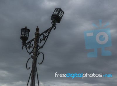 Old Broken Light Post Stock Photo