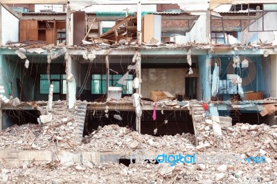 Old Building Destroyed Demolition Construction Architecture Stock Photo