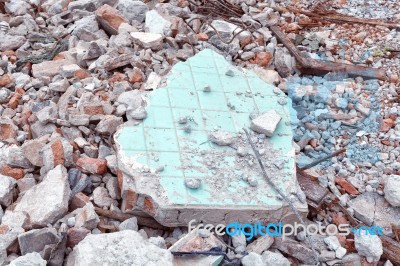 Old Building Destroyed Demolition Construction Concrete Garbage Stock Photo