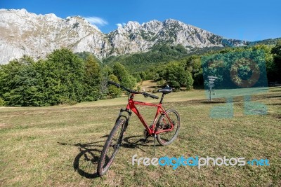 Old Bycicle On  The Mountain Zelengora, Bosnia And Herzegovina Stock Photo