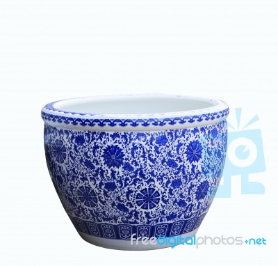 Old Chinese Flowers Pattern Style Painting On The Ceramic Bowl, Stock Photo