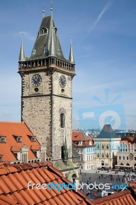 Old City Hall Tower In Prague Stock Photo