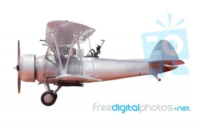 Old Classic Warior Gun Ship Plane Isolated White Stock Photo