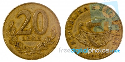 Old Coin Of Albania Stock Photo