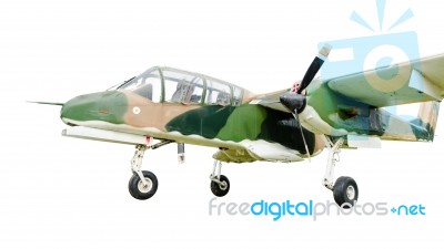 Old Combat Aircraft On White Background Stock Photo