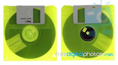 Old Diskette On White Background Stock Photo