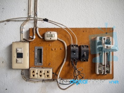 Old Electrical Components Stock Photo