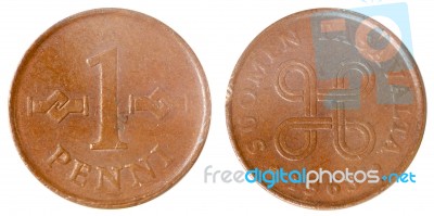Old Finnish Coin Stock Photo