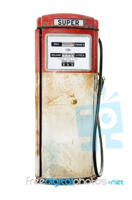 Old Fuel Pump On White Background Stock Photo