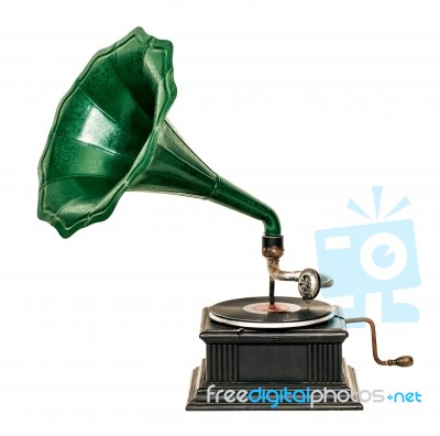 Old Gramophone Record Player Stock Photo