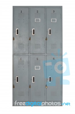 Old Grey Metal Locker Used In Gyms Or Pool-front Stock Photo