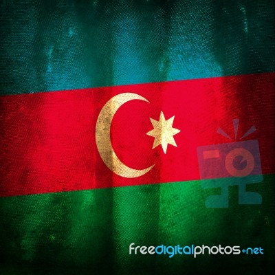 Old Grunge Flag Of Azerbaijan Stock Photo