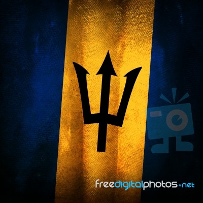 Old Grunge Flag Of Barbados Stock Photo