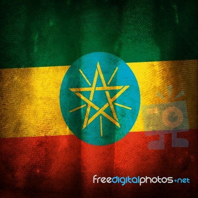 Old Grunge Flag Of Ethiopia Stock Photo