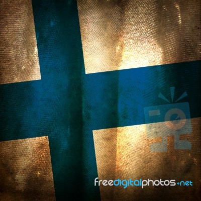 Old Grunge Flag Of Finland Stock Photo