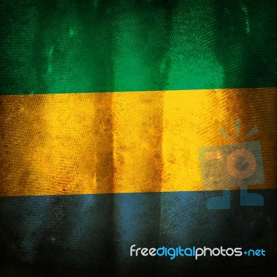 Old Grunge Flag Of Gabon Stock Photo