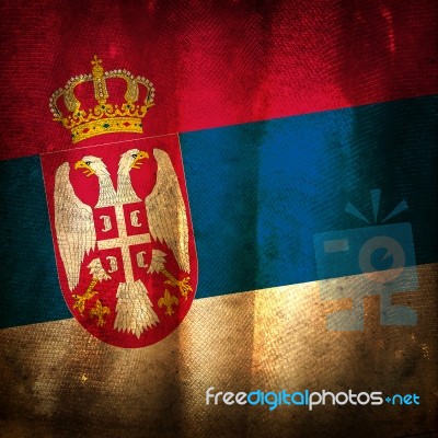 Old Grunge Flag Of Serbia Stock Photo