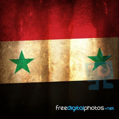 Old Grunge Flag Of Syria Stock Photo