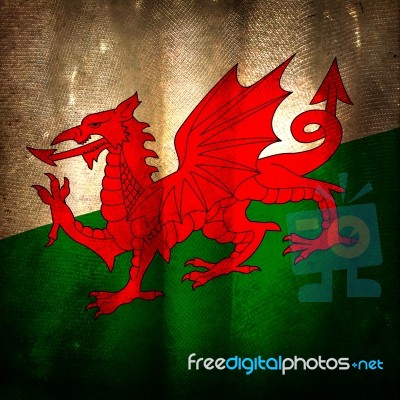 Old Grunge Flag Of Wales Stock Photo