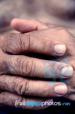 Old Man Hand Stock Photo