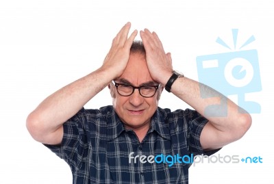 Old Man Having Confused Stock Photo