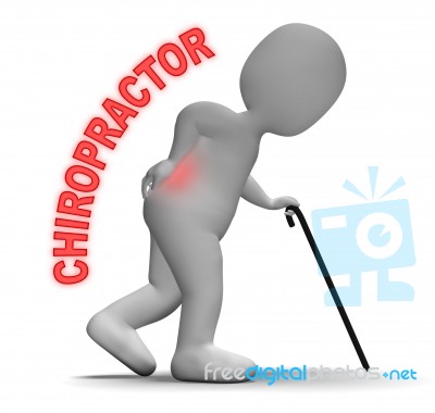 Old Man With Walking Stick Showing Aged 3d Character Stock Image