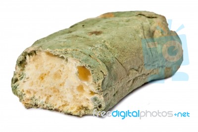 Old Musty Bread On White Stock Photo