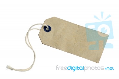 Old Paper Label With String, Isolated On The White Background Stock Photo