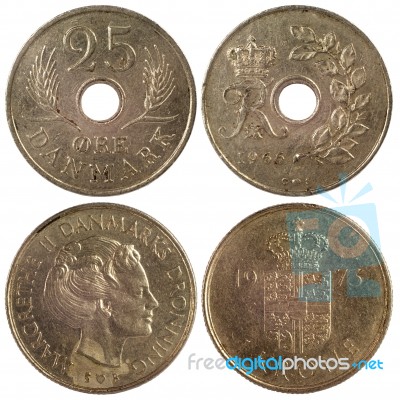 Old Rare Coins Of Denmark Stock Photo