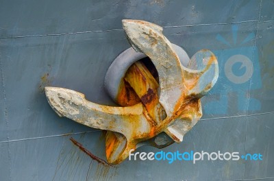 Old Rusty Anchor Of Warship Stock Photo