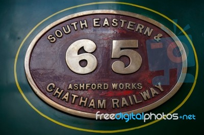 Old Steam Train Manufacturers Badge At Sheffield Park Station Stock Photo