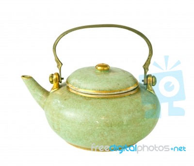 Old Teapot Isolated Stock Photo
