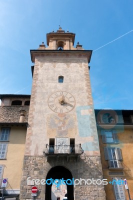 Old Tower In Citta Alta Bergamo Stock Photo