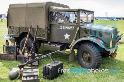 Old Us Army Truck Parked At Shoreham Airfield Stock Photo