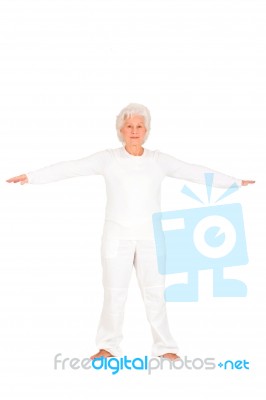 Old Woman Doing Exercise Stock Photo