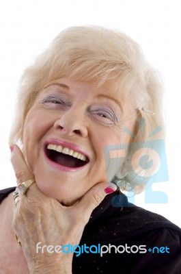Old Woman Laughing Stock Photo