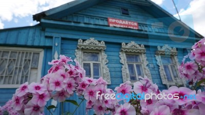 Old Wooden House In Russia Countryside Stock Photo