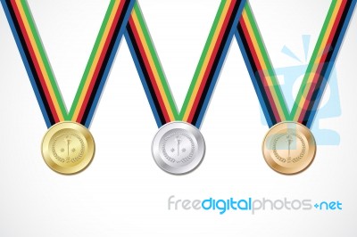 Olympic Gold Silver Bronze Medal Stock Image
