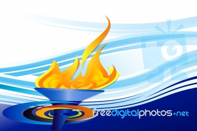 Olympic Torch On Blue Print Stock Image