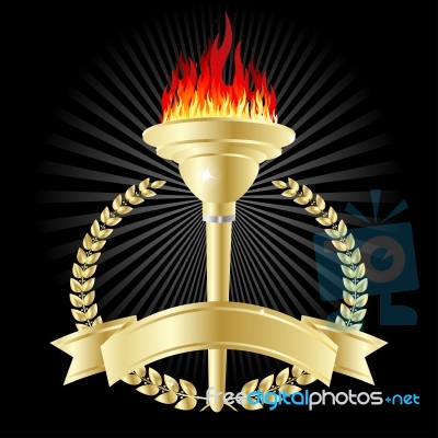 Olympic Torch with laurel wreath Stock Image