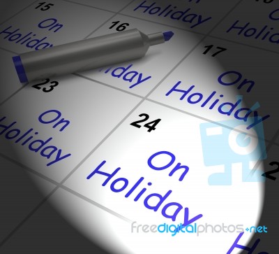 On Holiday Calendar Displays Annual Leave Or Time Off Stock Image