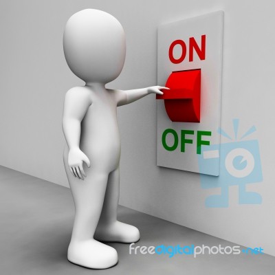 On Off Switch Shows Energy Supply Stock Image
