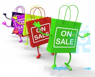 On Sale Bags Show Sales, Deals, And Bargains Stock Image