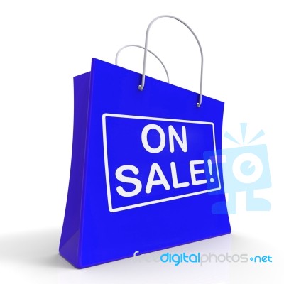 On Sale Shopping Bags Shows Bargains Savings Stock Image